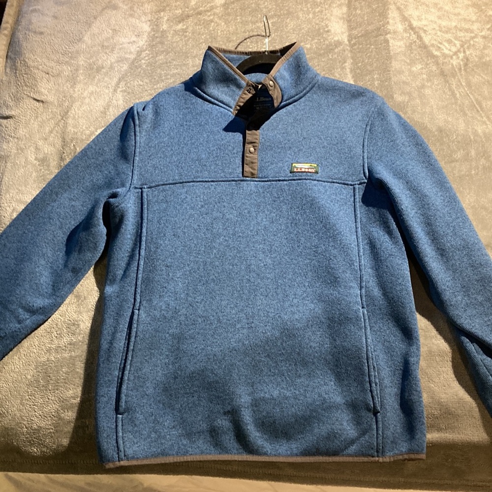 Men’s L.L. Bean Sweater Fleece Pullover (Blue, Size M Tall)